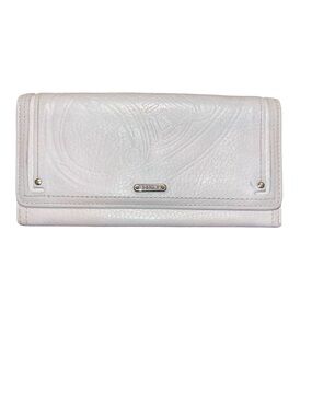 Celine White Embossed Leather Flap Wallet